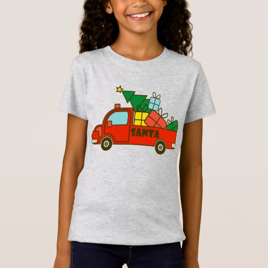 T-Shirt Vue latérale du camion père Noël Joyeux Noël (Devant)