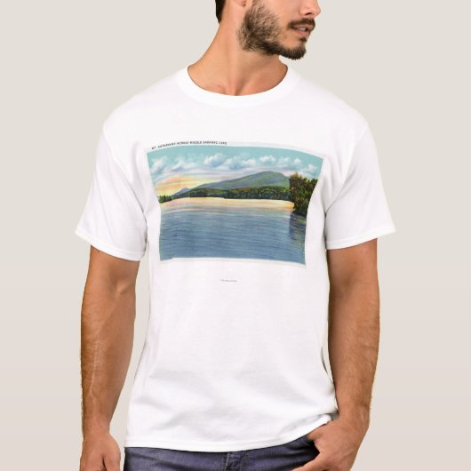 T-shirt Vue moyenne de lac Saranac d'esperluète de bâti (Devant)