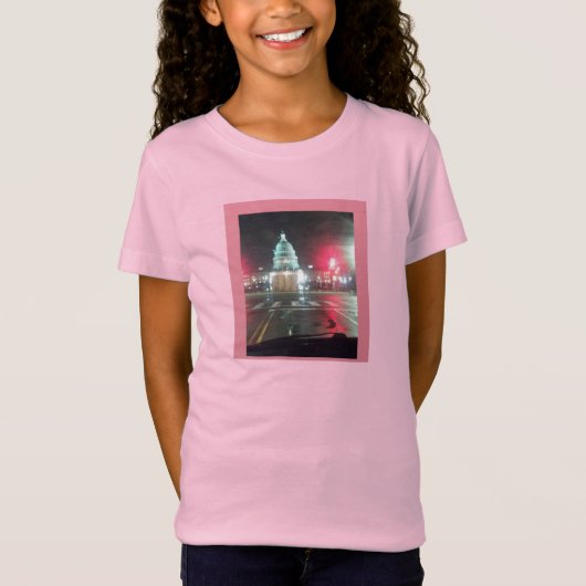 T-Shirt Vue Nocturne Du Capitol Américain (Devant)