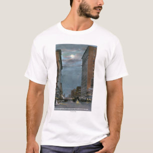 T-shirt Vue occidentale d'avenue de rive la nuit