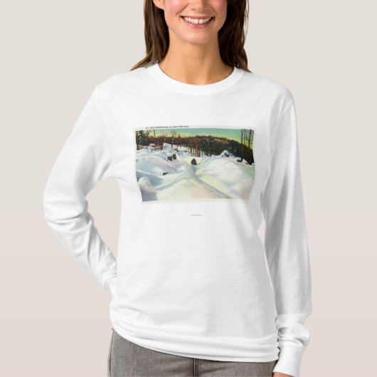T-shirt Vue olympique de course de bobsleigh sur Mt. Van (Devant)
