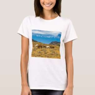T-shirt Vue panoramique de la montagne balayée par le vent