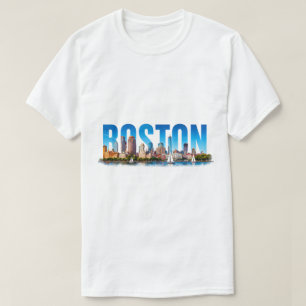 T-shirt Vue panoramique historique de Boston Massachusetts