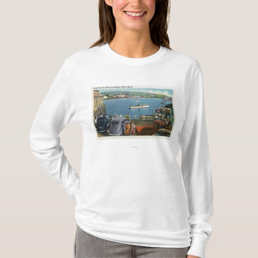 T-shirt Vue pittoresque du quai, des bateaux et des (Devant)
