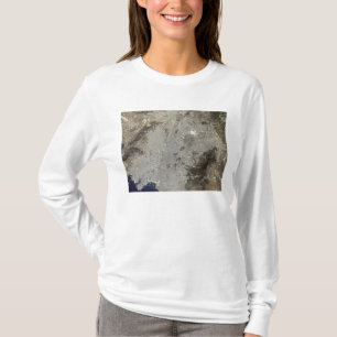 T-shirt vue satellite de Vrai-couleur d'Athènes central