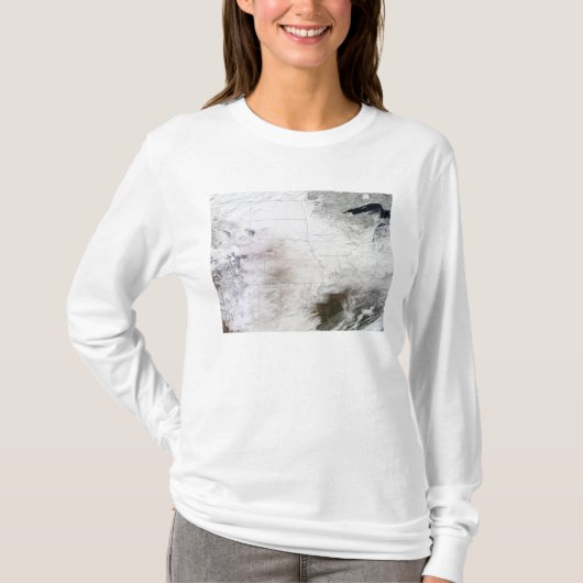 T-shirt Vue satellite d'une énorme tempête d'hiver au-dess (Devant)