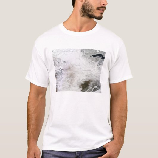 T-shirt Vue satellite d'une énorme tempête d'hiver au-dess (Devant)