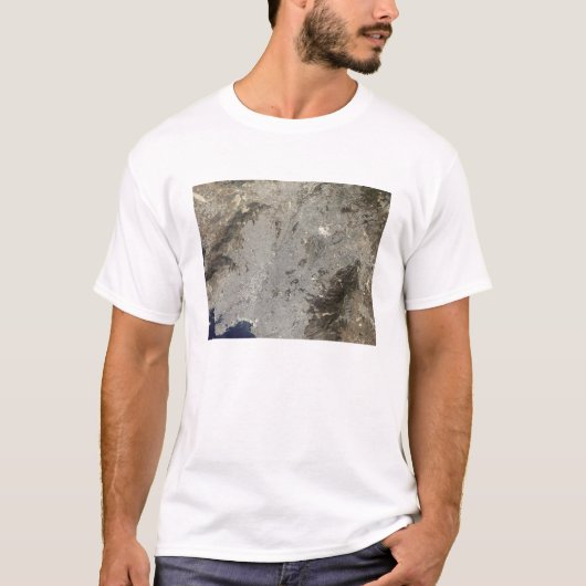 T-shirt Vue satellite en couleur sur le centre d'Athènes (Devant)
