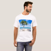 T-shirt Vue sur la mer avec palmiers sur la plage (Devant entier)