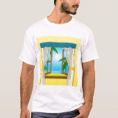 T-shirt Vue sur la plage d'été (Devant)