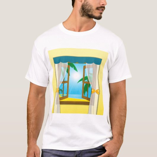 T-shirt Vue sur la plage d'été (Devant)