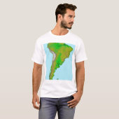 T-shirt Vue topographique de l'Amérique du Sud (Devant entier)