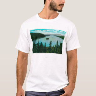 T-shirt Vue verte de baie sur le lac TahoeLake Tahoe, CA