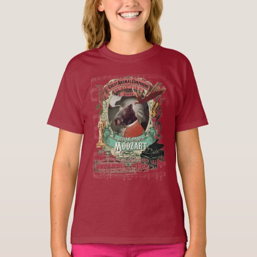 T-shirt W.A. Parodie animale drôle de Mozart de (Devant)