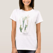 T-shirt W Monogramme Feuilles de verdure or Élégant (Devant)