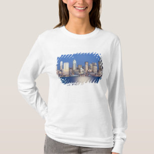 T-shirt WA, Seattle, ligne d'horizon de Seattle et baie d'