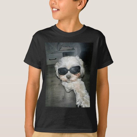 T-shirt Wacky Dog Selfie With Sungles Vintage Meme Dog (Devant)