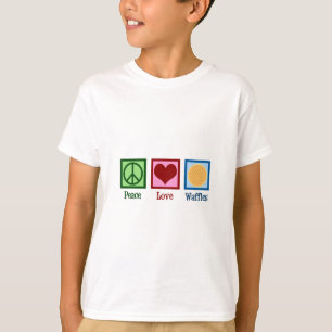 T-shirt Waffles Peace Love mignonnes enfants