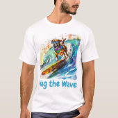 T-shirt Wag the Wave - Surf Dog Summer Beach Vibes (Devant)