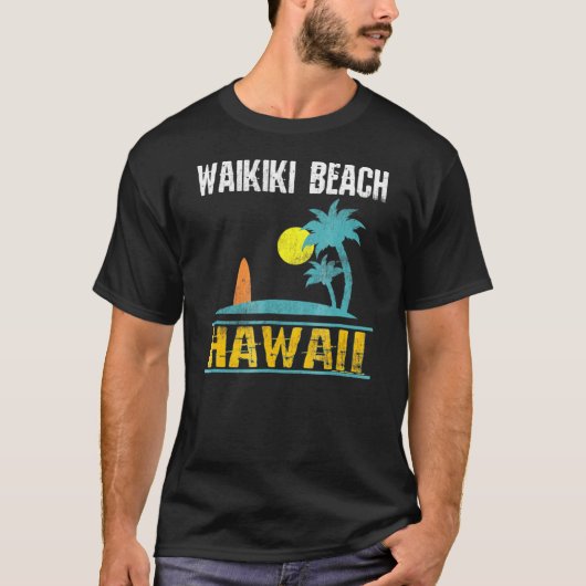 T-shirt Waikiki Beach Hawaii Surf d'été (Devant)
