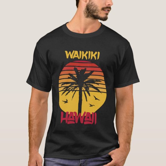 T-shirt Waikiki Beach Hawaii Vacation Ocean Surfing (Devant)