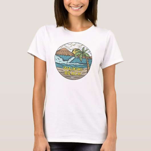 T-shirt Waikiki Beach Hawaii Vintage (Devant)