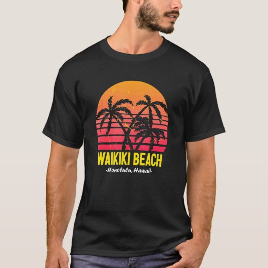 T-shirt Waikiki Beach Honolulu Hawaii Oahu Coucher de sole (Devant)