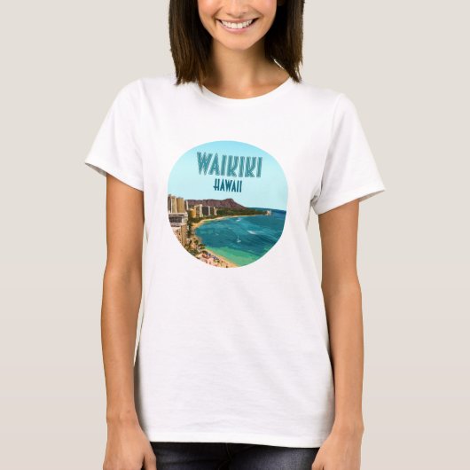 T-shirt Waikiki Beach Honolulu Oahu Hawaii Vintage (Devant)