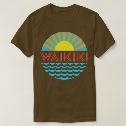 T-shirt Waikiki Beach Soleil Et Vagues (Design devant)