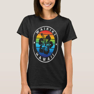 T-shirt Waikiki Hawaii Hawaïen Fleur d'Hibiscus Tropical F