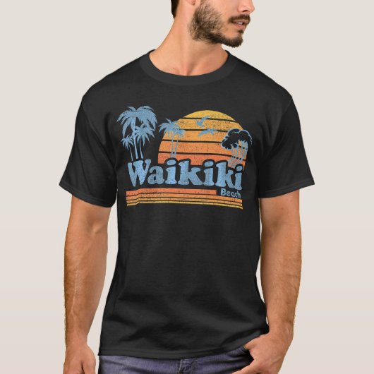 T-shirt Waikiki Honolulu Hawaii Beach Surf Hawaiian (Devant)