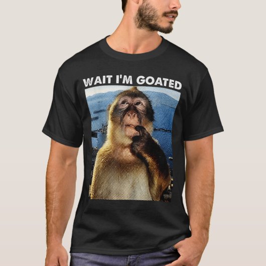 T-shirt Wait I'm Goated Funny Thinking Monkey Meme Brainro (Devant)