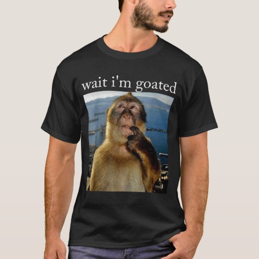 T-shirt Wait I'm Goated Funny Thinking Monkey Meme Brainro (Devant)