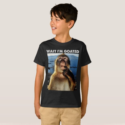 T-shirt Wait I'm Goated Funny Thinking Monkey Meme Brainro (Devant entier)