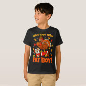 T-shirt Wait Your Turn Fat Boy Turkey Santa Funny Thanksgi (Devant entier)