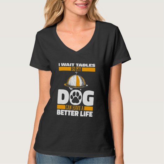 T-shirt Waitress Dog Server  Waiter (Devant)
