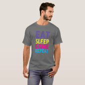 T-shirt Wakeup Eat Sleep Jeu Répéter Funny Gamer (Devant entier)