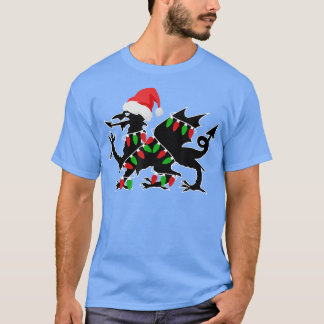 T-shirt Wales Dragon Père Noël Christmas Tree Lights Welsh