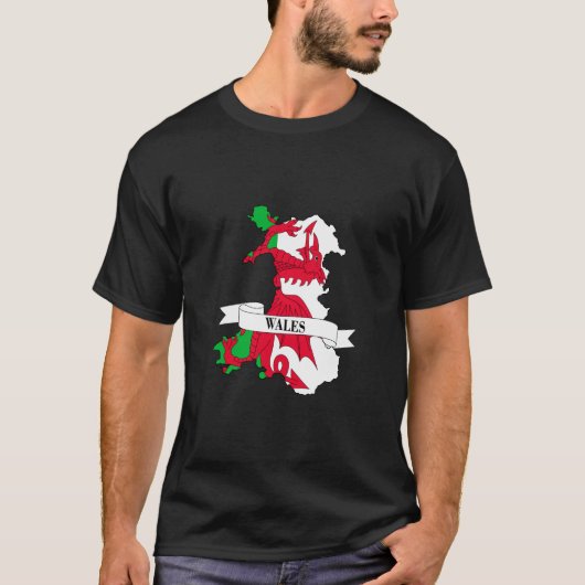 T-shirt wales flag map (Devant)