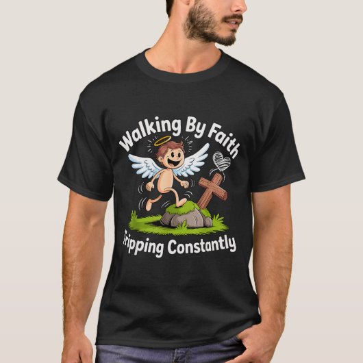 T-shirt Walking By Faith Tripng Constantly Angel Christian (Devant)