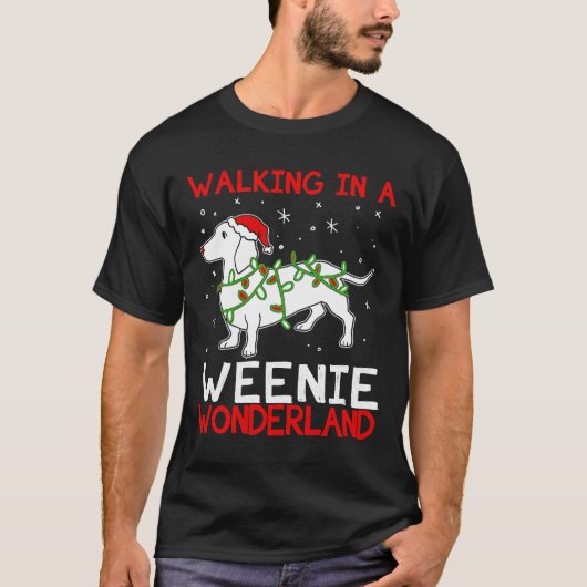 T-shirt Walking In A Weenie Wonderland Christmas Dachshund (Devant)