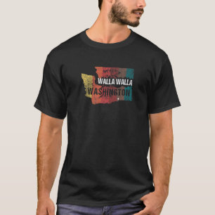 T-shirt Walla Walla Washington Retro State Map Hommes Femm