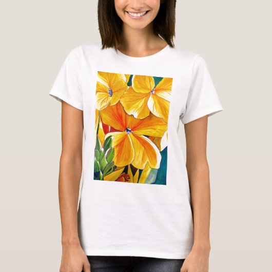 T-shirt Wallflower originale aquarelle art floral (Devant)