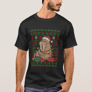 T-shirt Walrus Noël éclaire laide Santa Hat Walrus Noël