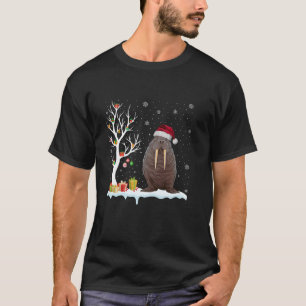 T-shirt Walrus Santa Hat Festif Arbre Lumière Noël Paja