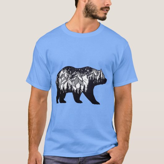 T-shirt Wanderlust California Bear Silhouette with Mountai (Devant)