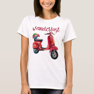 T-shirt Wanderlust - Chic Red Scooter style européen