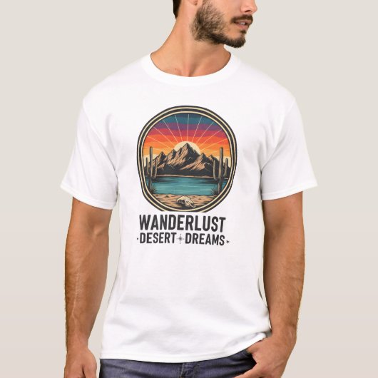 T-shirt Wanderlust Desert Dreams Retro Sunset (Devant)