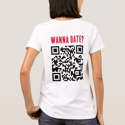 T-shirt Wanna Date Qr Code Funny Rouge Noir (Dos)