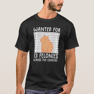 T-shirt wanted for 93 felonies shirt funny capybara tee ro
